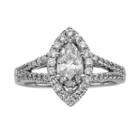 Marquise-cut Igl Certified Diamond Halo Engagement Ring In 14k White Gold (1 1/2-ct. T.w.), Women's, Size: 5.50