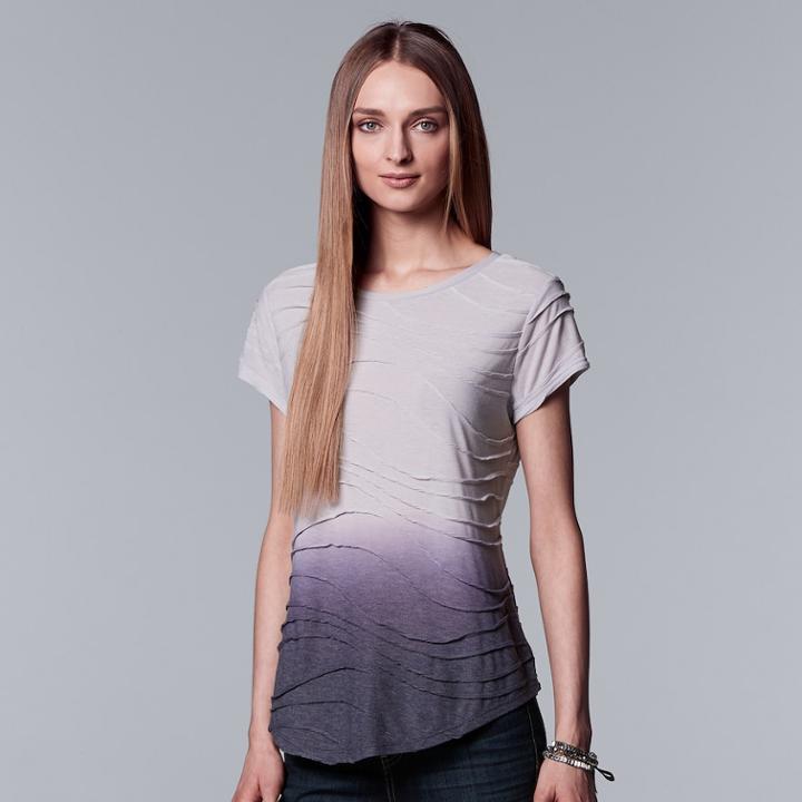 Women's Simply Vera Vera Wang Essential Windy Jacquard Tee, Size: Medium, Med Purple