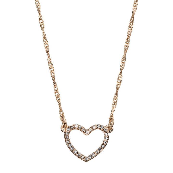 Lc Lauren Conrad Pave Heart Necklace, Women's, Gold