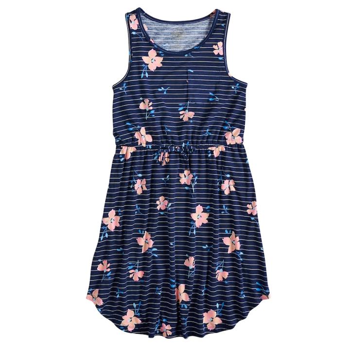 Girls 7-16 So&reg; Printed Dress, Size: L/12, Dark Blue