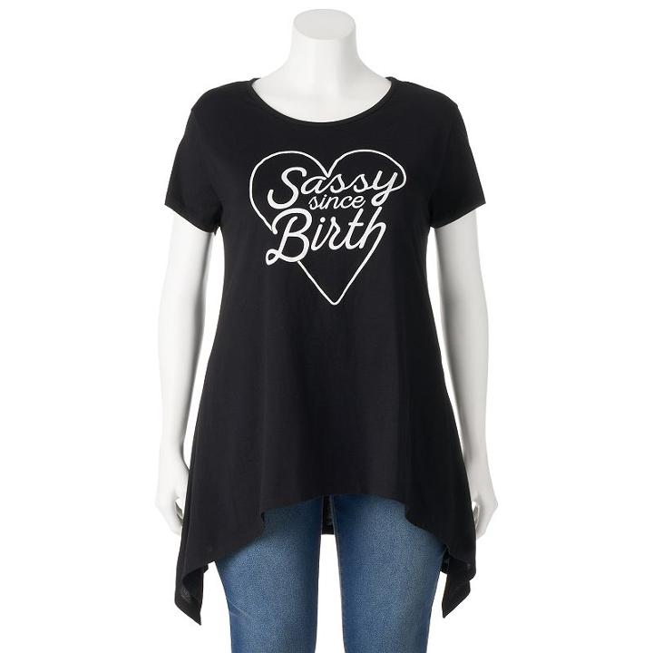Juniors' Plus Size Sassy Since Birth Graphic Tee, Teens, Size: 1xl, Black