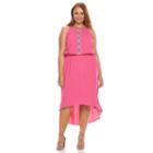 Design 365, Plus Size Embroidered High-low Dress, Women's, Size: 3xl, Brt Pink