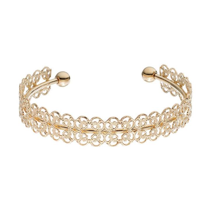 Lc Lauren Conrad Gold Tone Filigree Cuff Bracelet, Women's