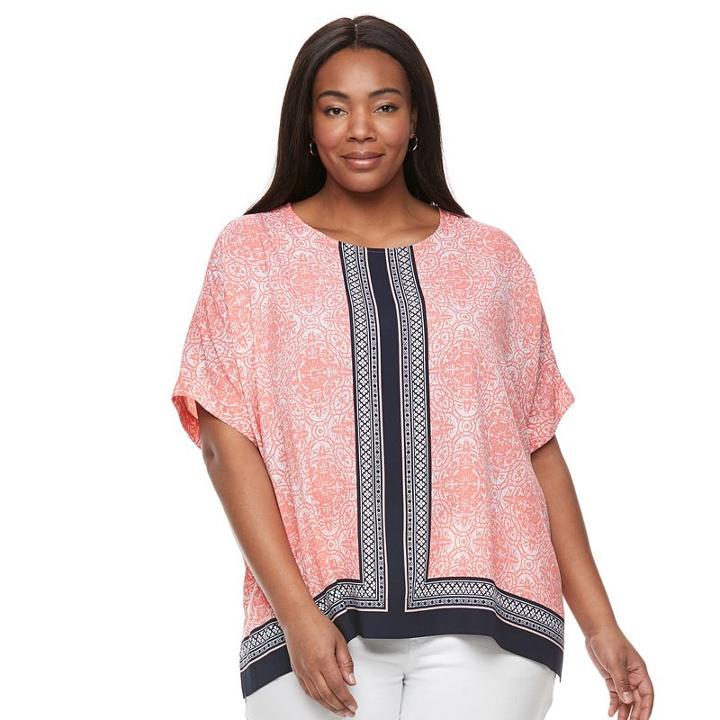 Plus Size Croft & Barrow&reg; Crepe Popover Top, Women's, Size: 1xl, Lt Orange
