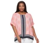 Plus Size Croft & Barrow&reg; Crepe Popover Top, Women's, Size: 1xl, Lt Orange