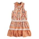 Girls 7-16 Three Pink Hearts Tassel Border Lace-up Sleeveless Dress, Size: 12, Brt Orange