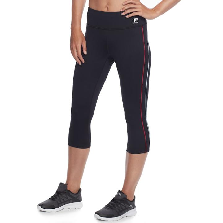 Women's Fila Sport&reg; Flat Piping Capri Leggings, Size: Large, Black