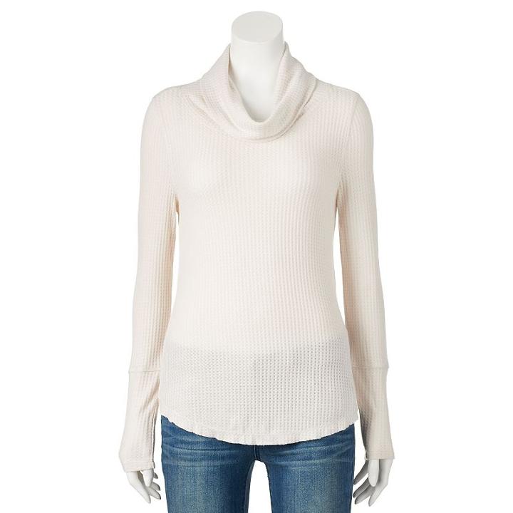 Juniors' Miss Chievous Waffle-knit Cowlneck Top, Girl's, Size: Small, Natural