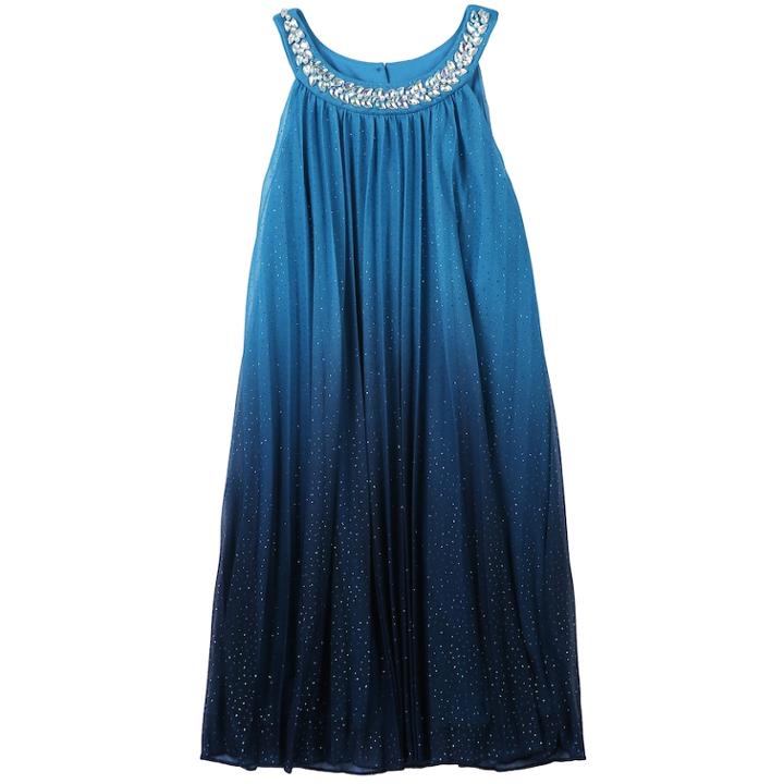 Girls 7-16 Speechless Jewelneck Glitter Ombre Pleated Dress, Size: 14, Turquoise/blue (turq/aqua)