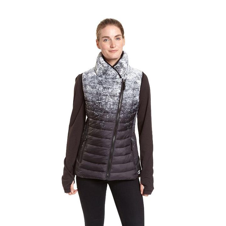 Women's Champion Asymmetrical Puffer Vest, Size: Large, White