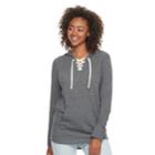 Juniors' So&reg; Lace-up Tunic Hoodie, Teens, Size: Medium, Dark Grey
