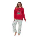 Plus Size Women's Plus Jammies For Your Families Don't Get Your Tinsel In A Tangle Top & Fleece Bottoms Pajama Set, Size: 3xl, White