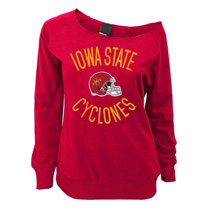 Juniors' Iowa State Cyclones Flashdance Slouch Crewneck, Teens, Size: Large, Dark Red