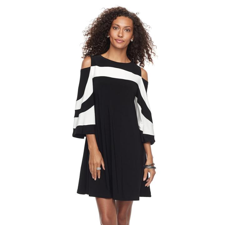 Women's Nina Leonard Oversized Sleeve Cold-shoulder Dress, Size: Medium, Grey Other