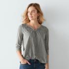Women's Sonoma Goods For Life&trade; Embroidered Splitneck Top, Size: Medium, Lt Green