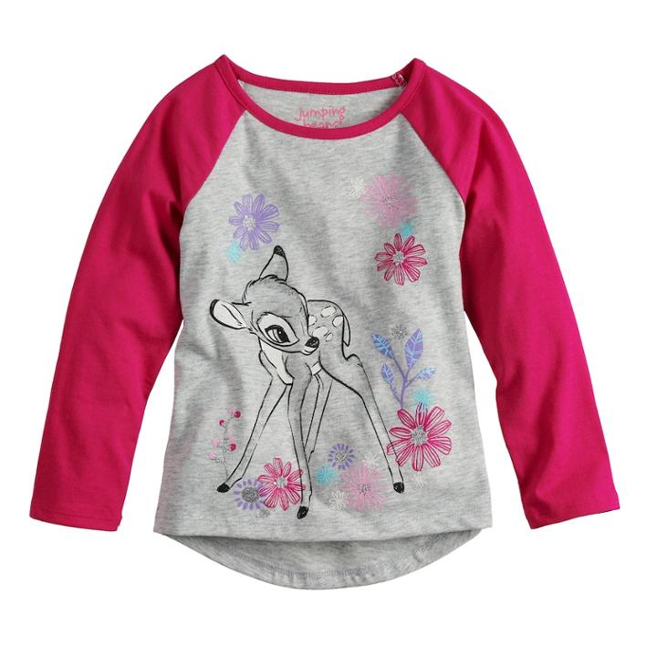 Disney's Bambi Glitter Graphic Raglan Tee By Jumping Beans&reg;, Girl's, Size: 2t, Light Grey