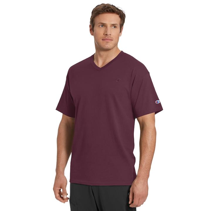 Men's Champion Classic V-neck Tee, Size: Small, Dark Red