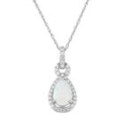 Sterling Silver Lab-created Opal & Lab-created White Sapphire Teardrop Pendant, Women's, Size: 18