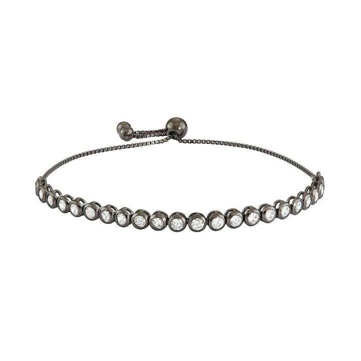 Sterling Silver Round Link Cubic Zirconia Lariat Tennis Bracelet, Women's, Size: 9, White