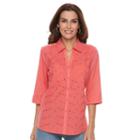 Women's Croft & Barrow&reg; Eyelet-front Top, Size: Medium, Med Orange