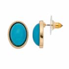 Aqua Oval Cabochon Nickel Free Stud Earrings, Women's, Turq/aqua