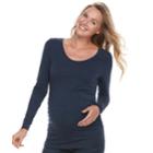 Maternity A:glow Ruched Scoopneck Tee, Women's, Size: L-mat, Dark Blue