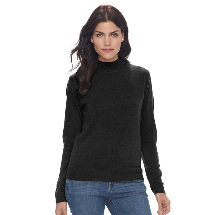 Women's Napa Valley Mockneck Sweater, Size: Xl, Black