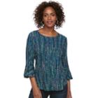 Women's Apt. 9&reg; Printed Bell Sleeve Top, Size: Xl, Dark Green