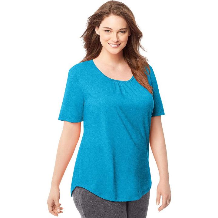 Plus Size Just My Size Shirred Scoopneck Tee, Women's, Size: 3xl, Turquoise/blue (turq/aqua)