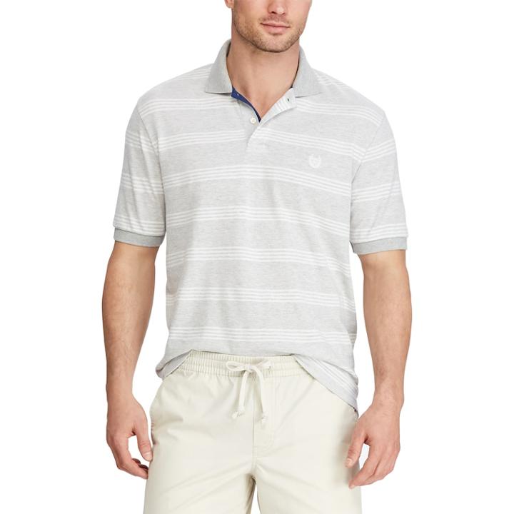 Men's Chaps Classic-fit Wide-striped Polo, Size: Xxl, Grey