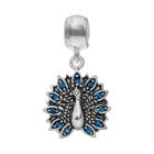 Individuality Beads Crystal Sterling Silver Peacock Charm, Blue