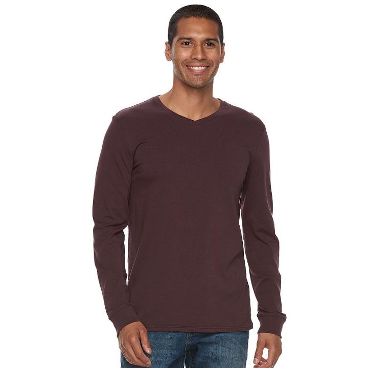Men's Sonoma Goods For Life&reg; Classic-fit Flexwear V-neck Tee, Size: Large, Brown