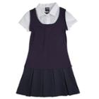 Girls 4-20 French Toast School Uniform Mock-layer Pleated Dress, Girl's, Size: 12, Blue (navy)