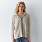 Women's Sonoma Goods For Life&trade; Marled Hooded Cardigan, Size: Small, Dark Grey