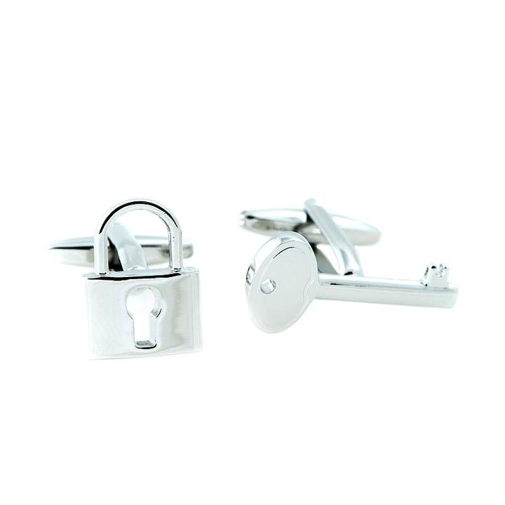 Bey-berk Lock & Key Cuff Links, Men's, Silver