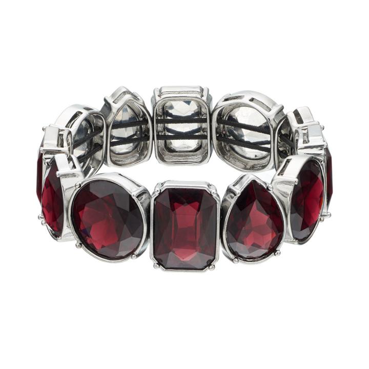 Simply Vera Vera Wang Red Geometric Stone Stretch Bracelet, Women's, Brt Red