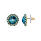 1928 Nickel Free Faceted Stone Round Halo Stud Earrings, Women's, Blue