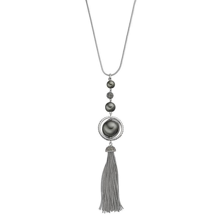 Simply Vera Vera Wang Globular Tassel Pendant Necklace, Women's, Grey Other