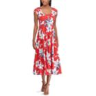 Women's Chaps Tropical Fit & Flare Midi Dress, Size: Medium, Red