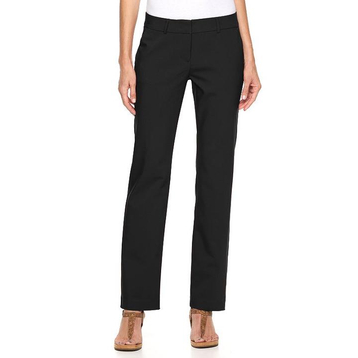 Women's Apt. 9&reg; Torie Straight-leg Dress Pants, Size: 16, Black