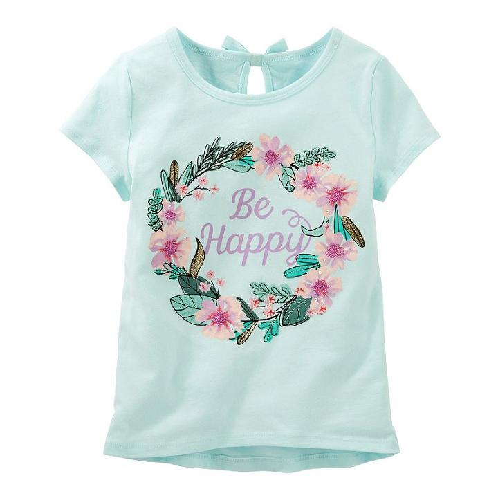 Girls 4-8 Oshkosh B'gosh&reg; Be Happy Glitter Graphic Tee, Girl's, Size: 6, Turquoise/blue (turq/aqua)