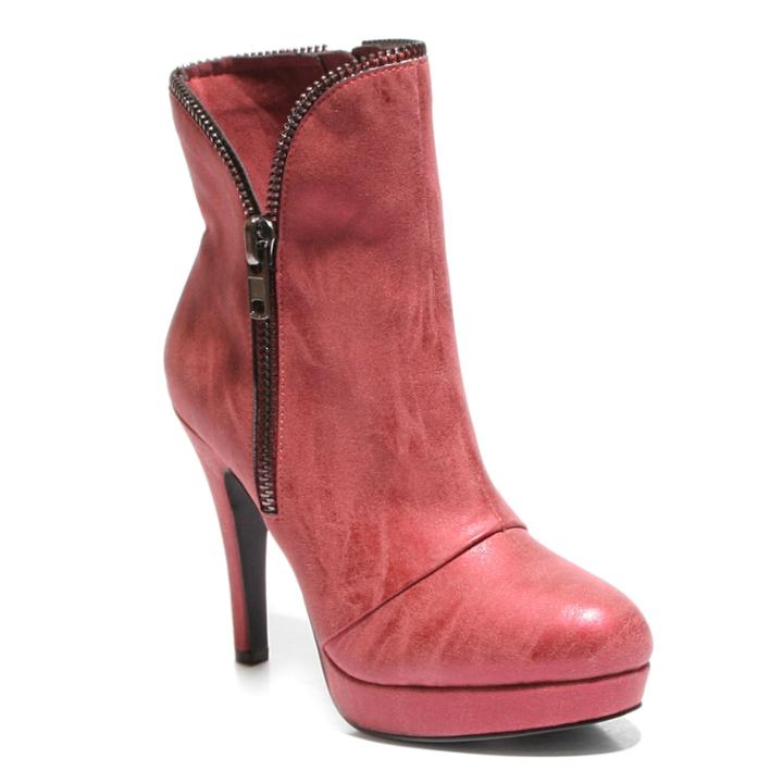 2 Lips Too Sean Women's High Heel Ankle Boots, Size: Medium (9), Red