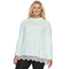 Juniors' Plus Size So&reg; Scalloped Lace Tunic Sweater, Girl's, Size: 2xl, Turquoise/blue (turq/aqua)