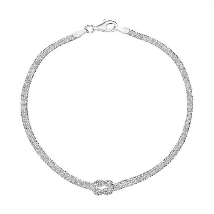 Sterling Silver Knot Wheat Chain Bracelet - 7.5 In, Women's, Size: 7.5, Grey