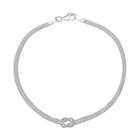 Sterling Silver Knot Wheat Chain Bracelet - 7.5 In, Women's, Size: 7.5, Grey