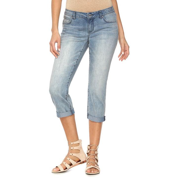 Petite Jennifer Lopez Cuffed Jean Capris, Women's, Size: 2 Petite, Light Blue
