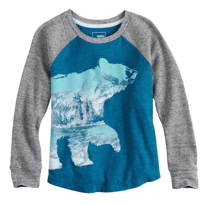 Boys 4-12 Sonoma Goods For Life&trade; Thermal Raglan Top, Size: 12, Dark Blue