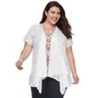 Plus Size World Unity Lace Fly Away Top, Women's, Size: 2xl, White