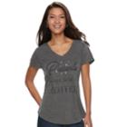 Women's Apt. 9&reg; V-neck Graphic Tee, Size: Xl, Med Grey