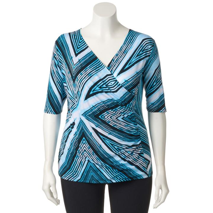 Plus Size Dana Buchman Wrap Top, Women's, Size: 1xl, Turquoise/blue (turq/aqua)